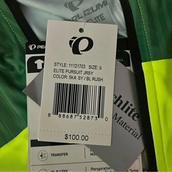 NWT Pearl Izumi Men’s Small Elite Pursuit Jersey Style Green Yellow Flourescent - Picture 7 of 11